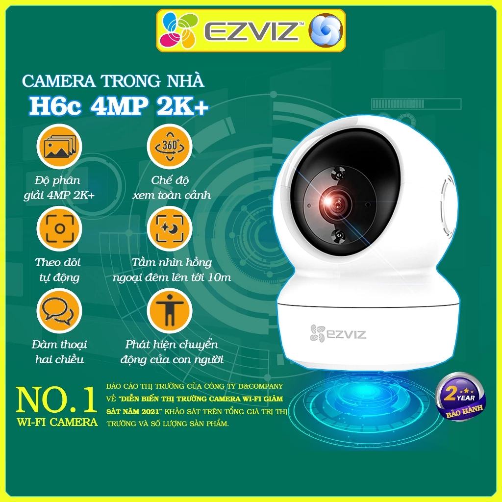 Camera wifi Ezviz H6C 2MP/4MP 1080/2K+ chính hãng, đàm thoại, xoay 360